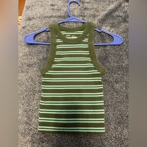 Aerie Green and Blue Striped Tank Top